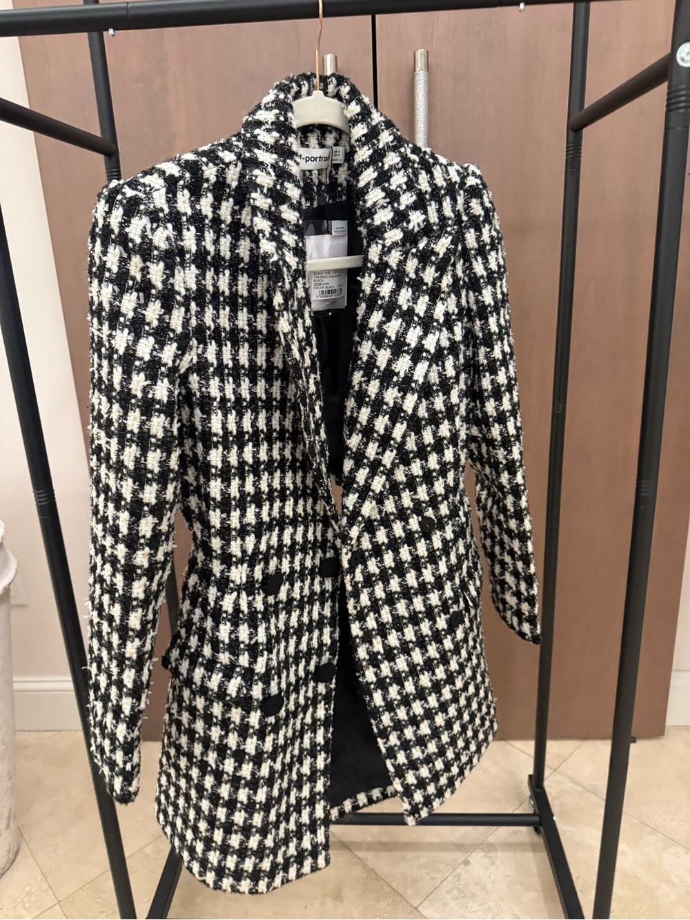 Self-Portrait Black & White Houndstooth Tailored Mini Dress - Picture 2 of 5